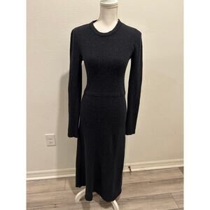 Zara Knit Womens Long Sleeve Pullover Sweater Dress Small Crewneck Black Pull On